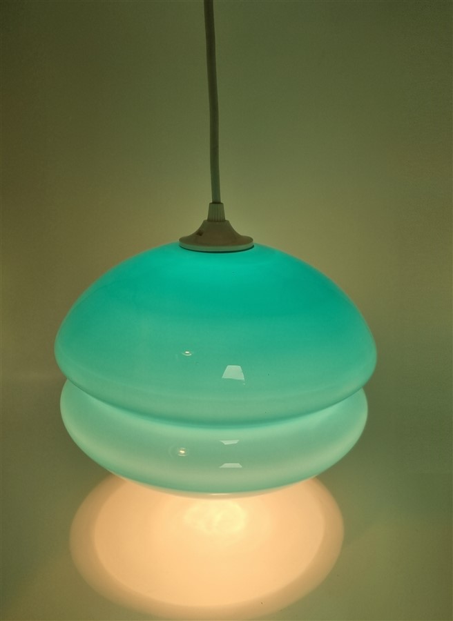 suspension vintage en opaline bleu turquoise