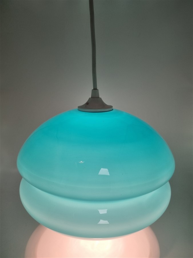 suspension vintage en opaline bleu turquoise