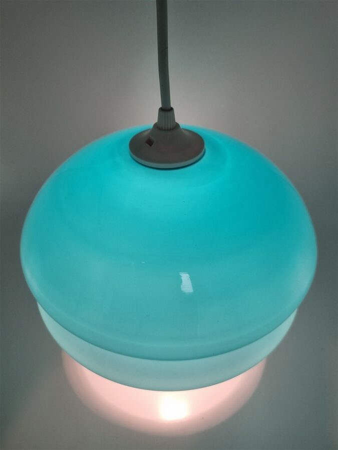 suspension vintage en opaline bleu turquoise