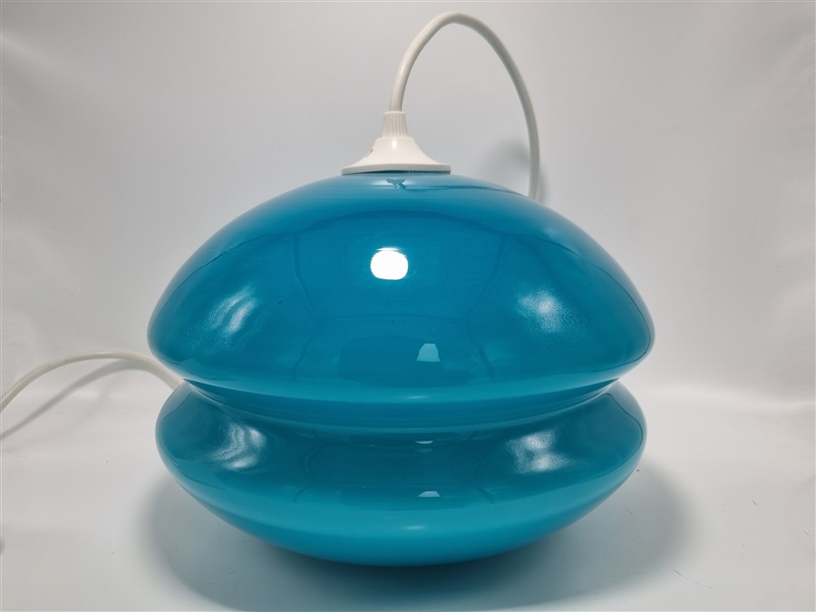 suspension vintage en opaline bleu turquoise
