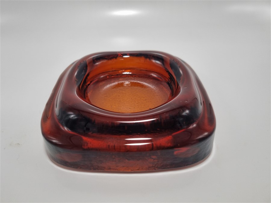 Vide-poche vintage en verre ambre