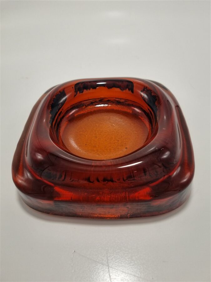 Vide-poche vintage en verre ambre