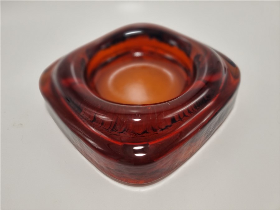 Vide-poche vintage en verre ambre