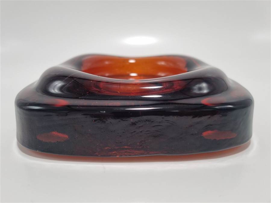 Vide-poche vintage en verre ambre