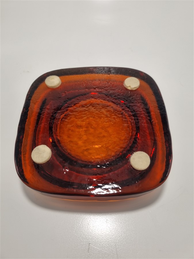 Vide-poche vintage en verre ambre