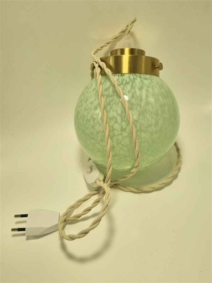 Baladeuse globe vintage en verre mouchete