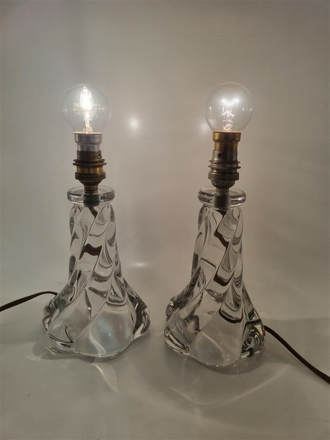 Paire de pieds de lampes en cristal