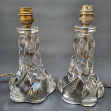 Paire de pieds de lampes en cristal