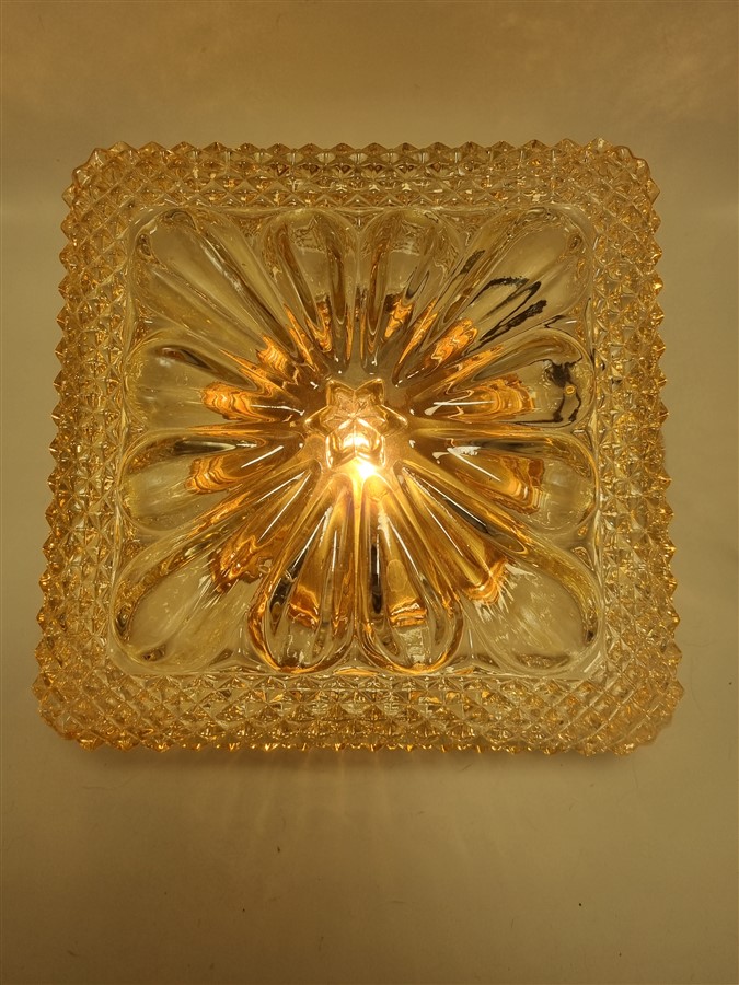 Plafonnier vintage en verre teinte champagne