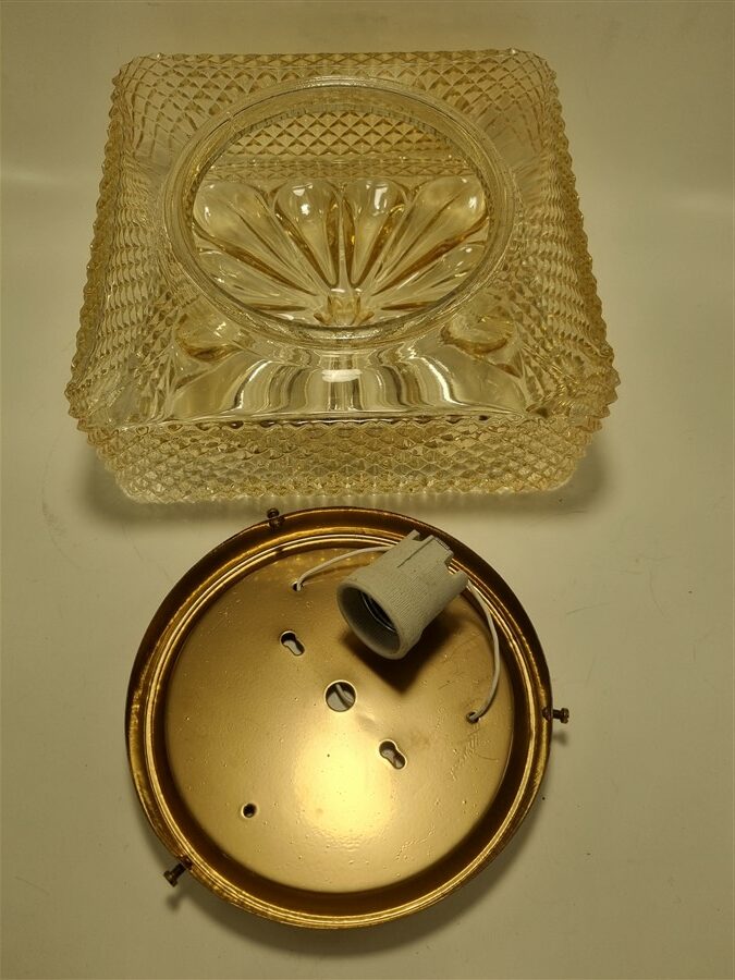 Plafonnier vintage en verre teinte champagne