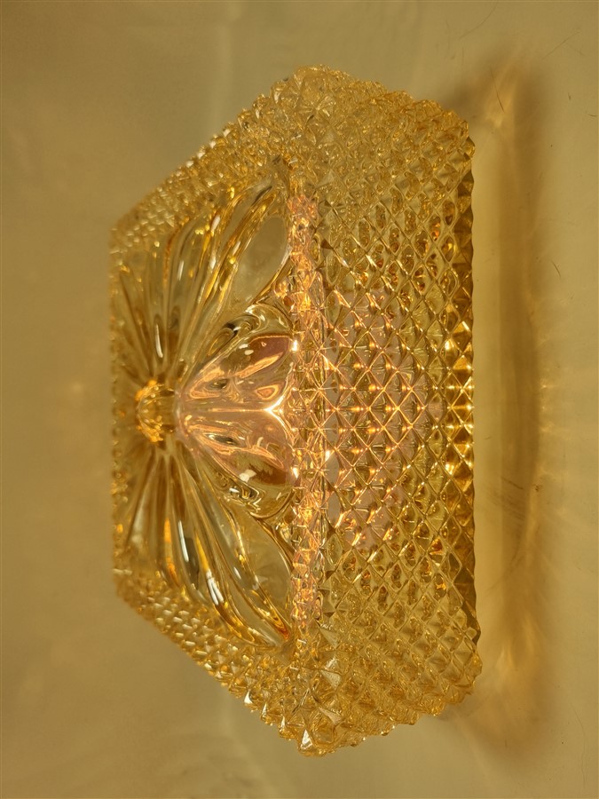 Plafonnier vintage en verre teinte champagne