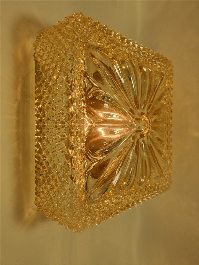 Plafonnier vintage en verre teinte champagne