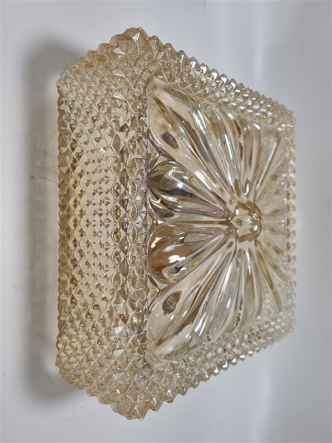 Plafonnier vintage en verre teinte champagne