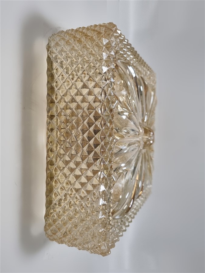 Plafonnier vintage en verre teinte champagne