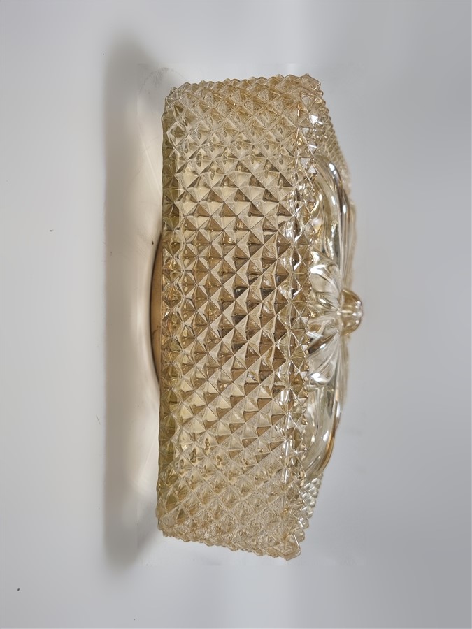 Plafonnier vintage en verre teinte champagne