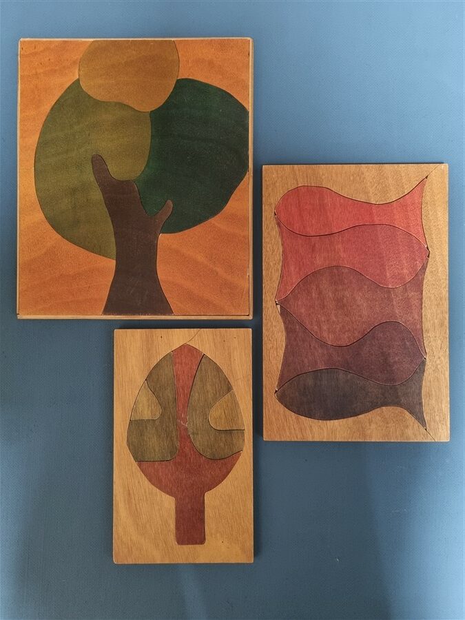 Lot de 3 puzzles vintage en bois