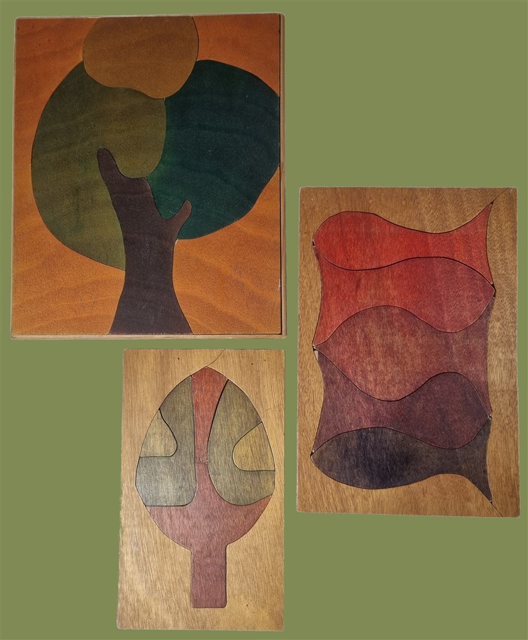 Lot de 3 puzzles vintage en bois