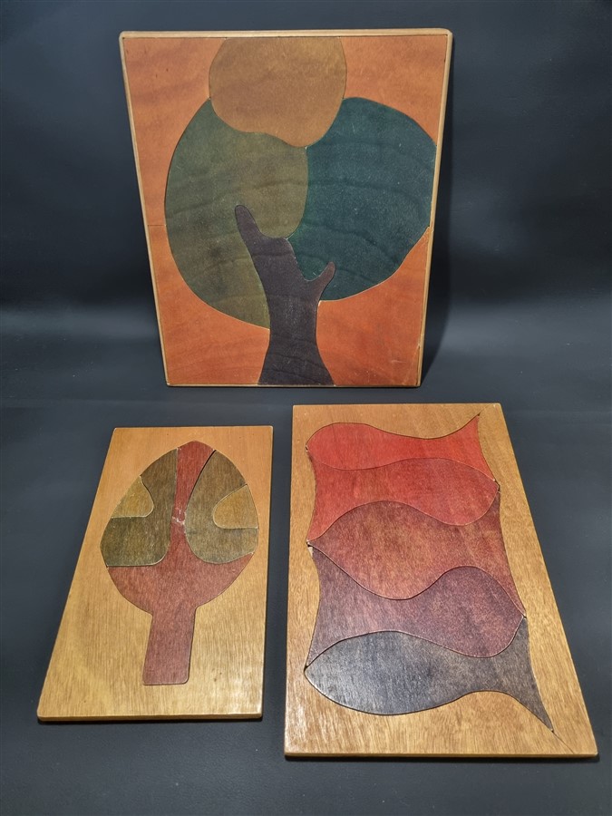 Lot de 3 puzzles vintage en bois