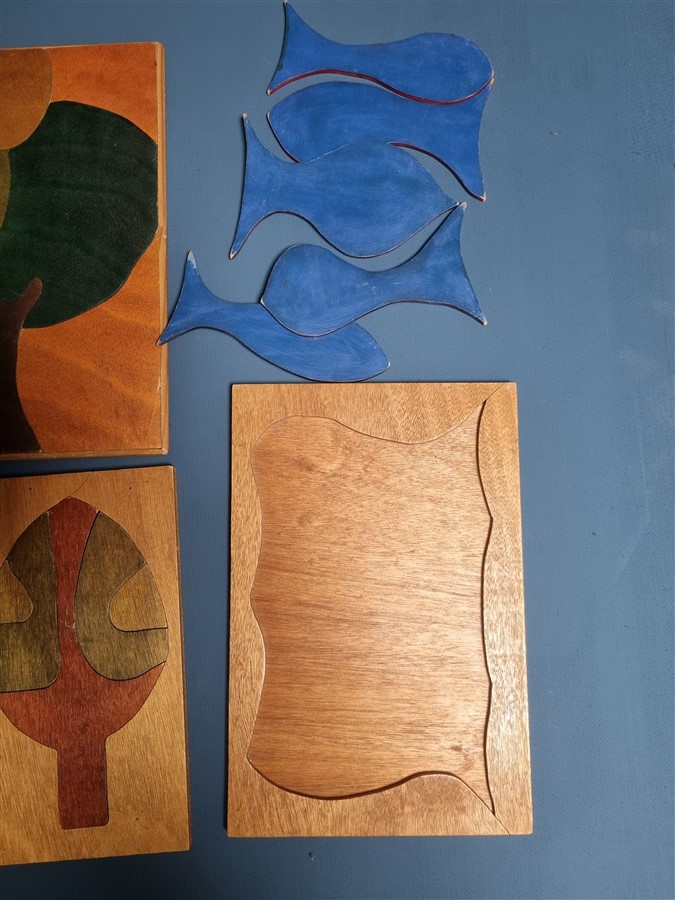 Lot de 3 puzzles vintage en bois