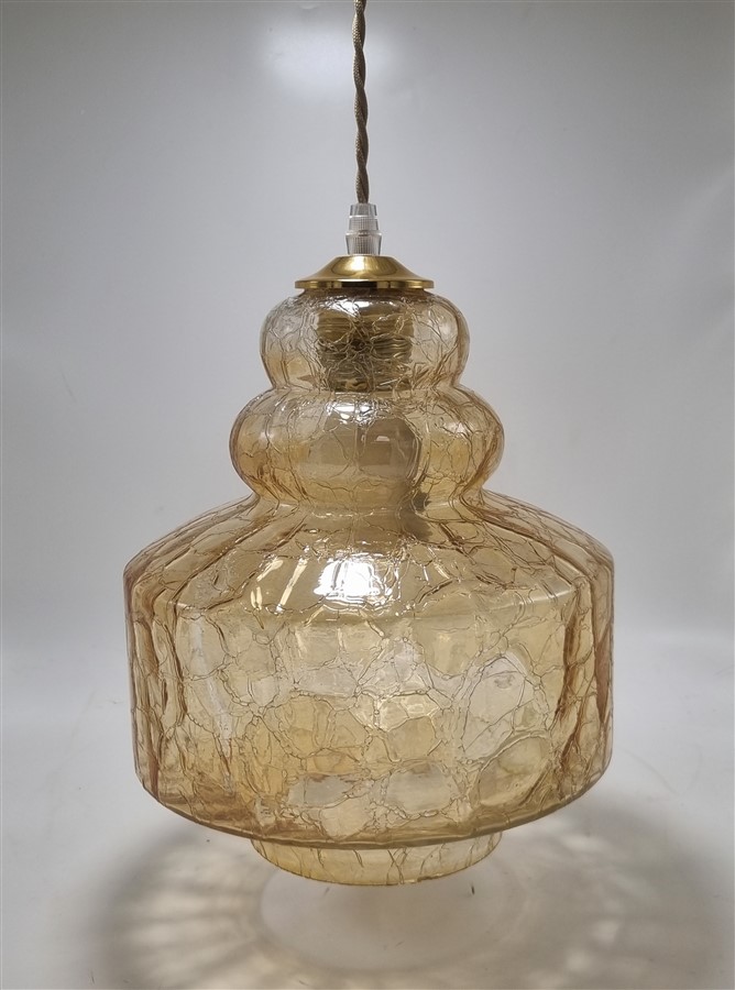 suspension vintage en verre ambre