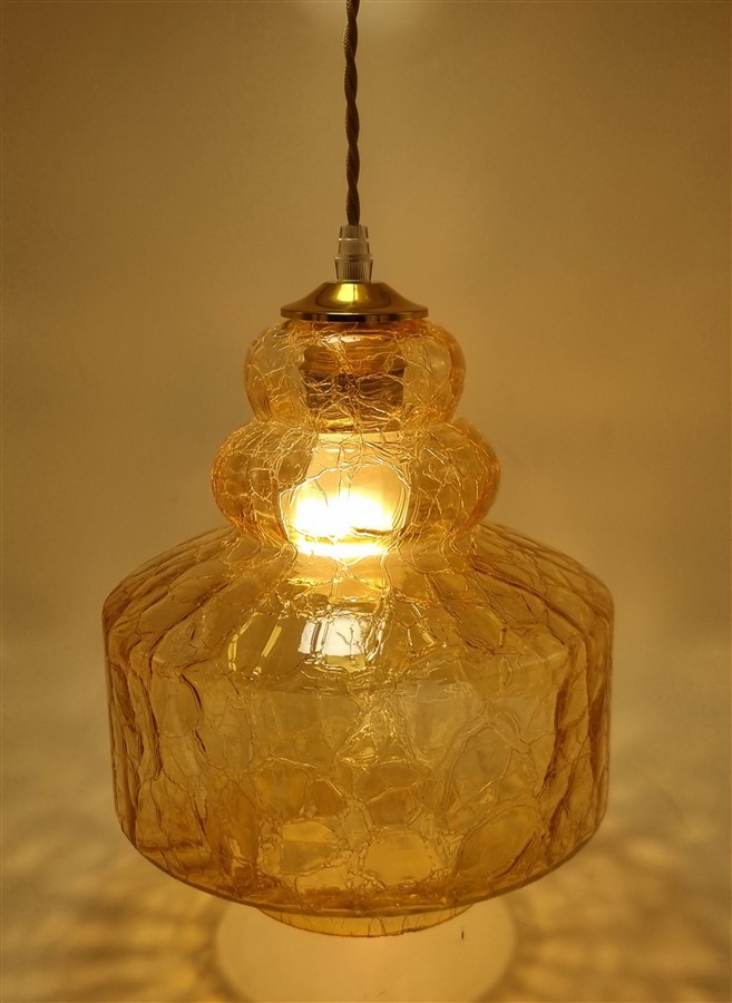 suspension vintage en verre ambre
