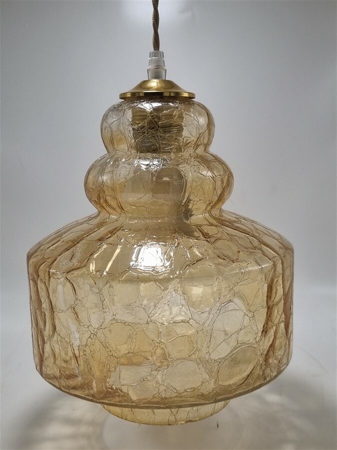 suspension vintage en verre ambre