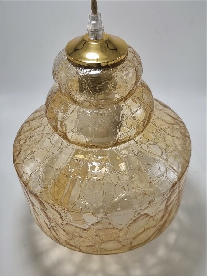 suspension vintage en verre ambre