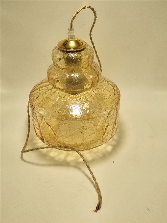 suspension vintage en verre ambre