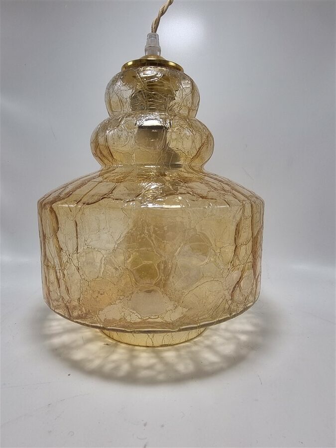 suspension vintage en verre ambre