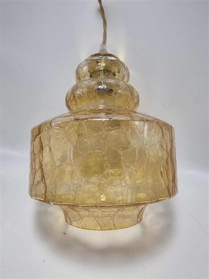 suspension vintage en verre ambre