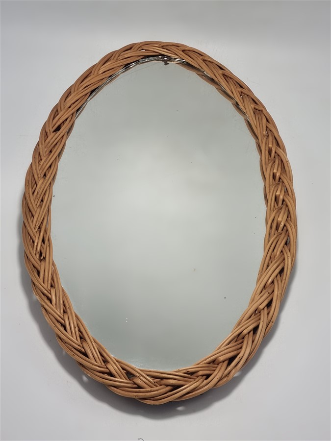 petit miroir vintage en osier