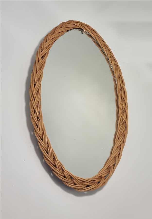 petit miroir vintage en osier
