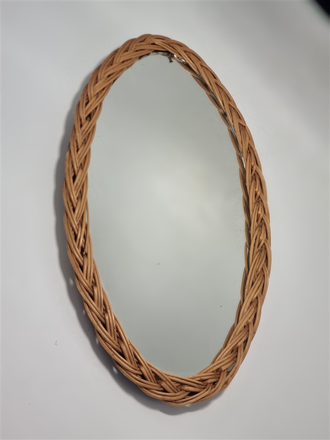 petit miroir vintage en osier
