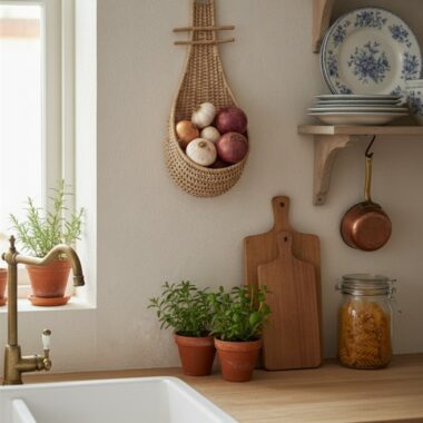 corbeille murale en osier