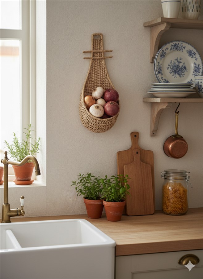 corbeille murale en osier