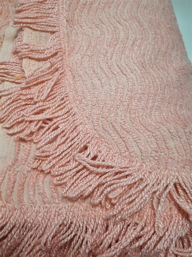 Plaid ou couvre-lit chenille vintage rose