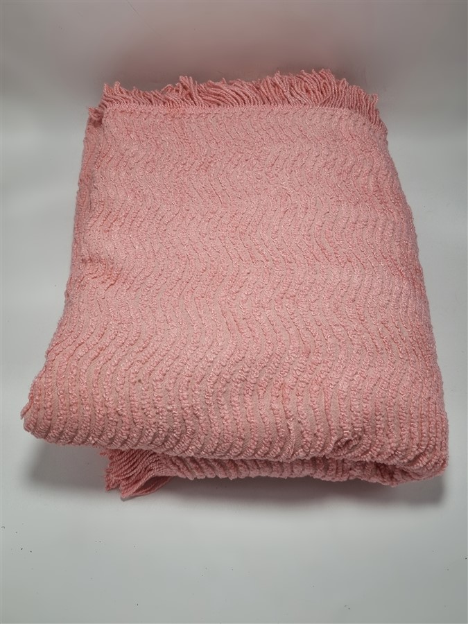 Plaid ou couvre-lit chenille vintage rose