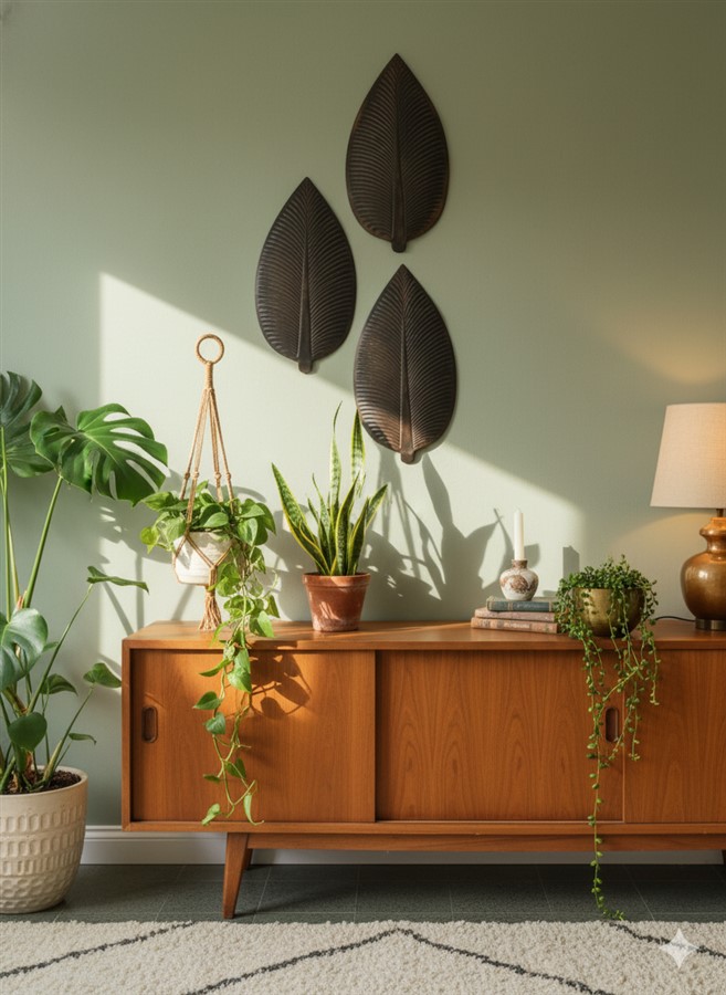 trio de feuilles metal deco