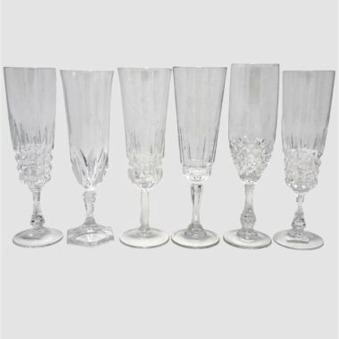 ensemble de 6 flutes a champagne depareille