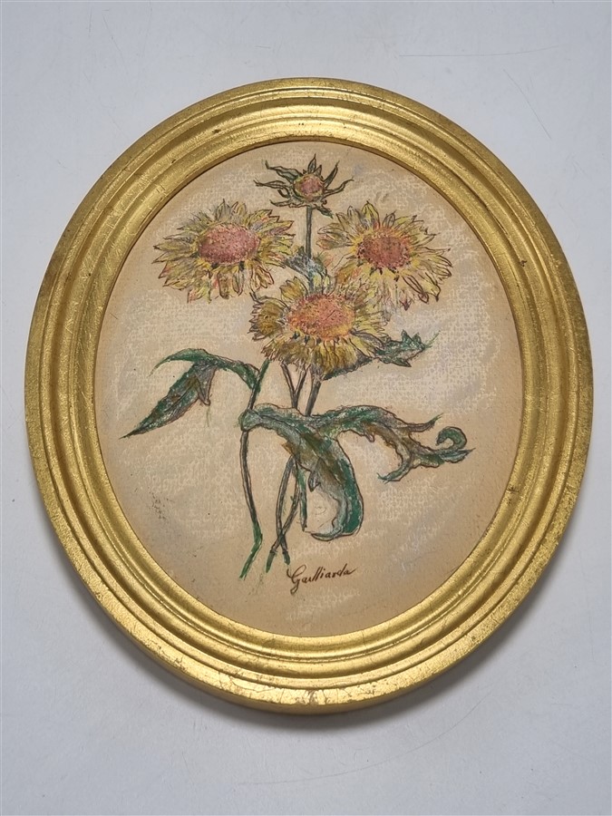 Petit cadre ovale doré à la feuille d'or