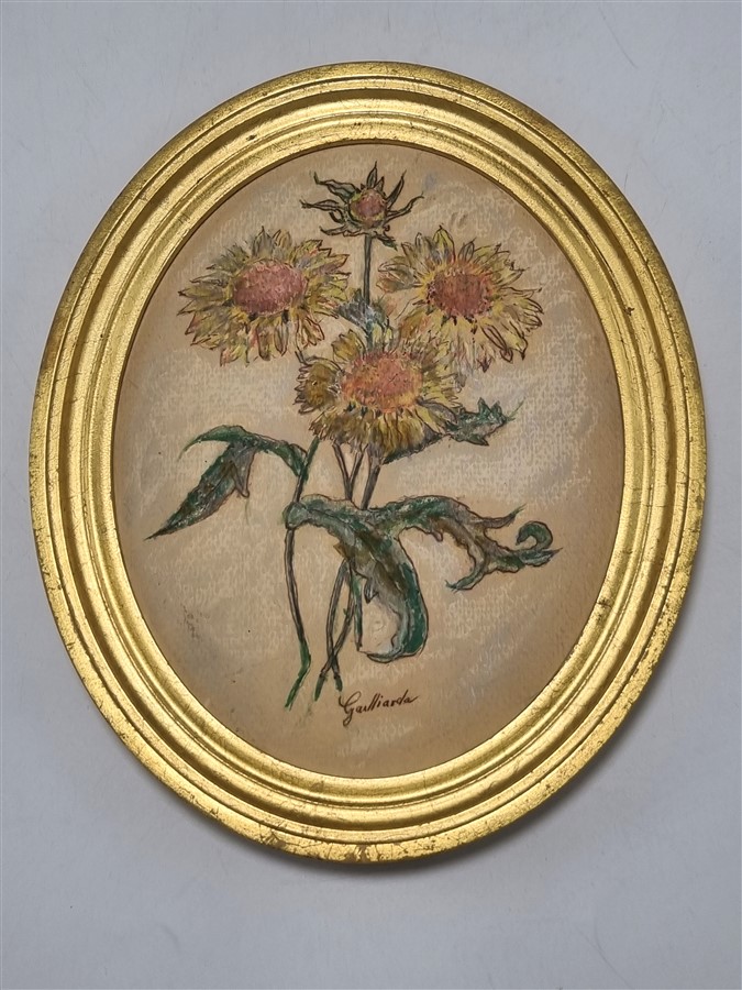 Petit cadre ovale doré à la feuille d'or