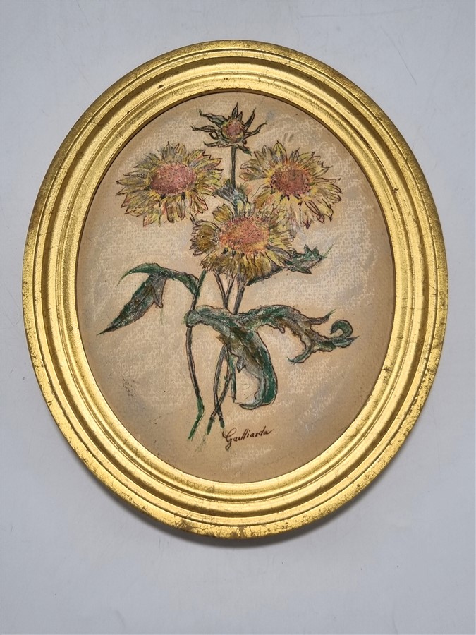 Petit cadre ovale doré à la feuille d'or