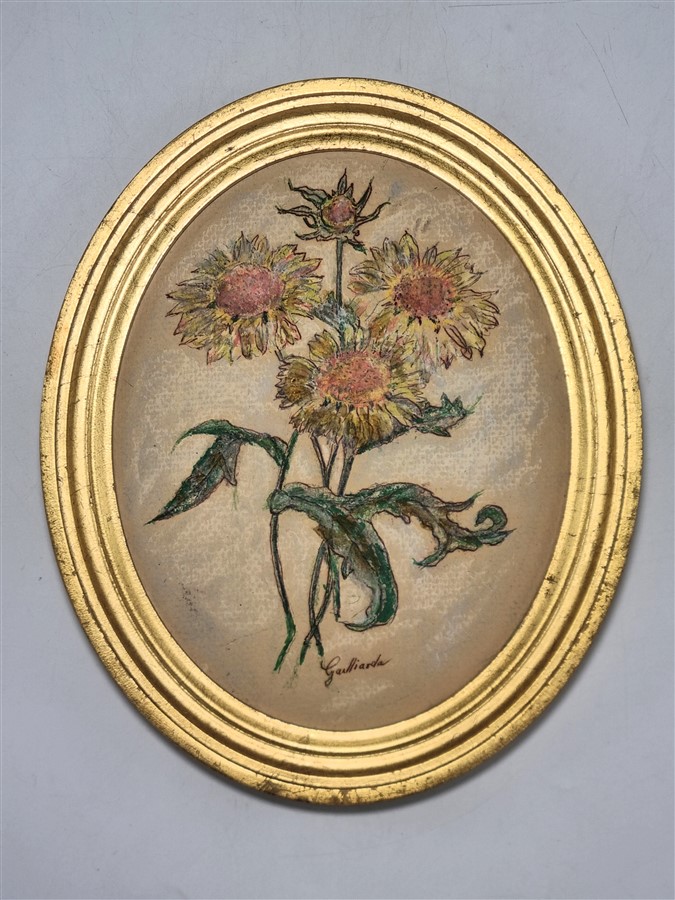 Petit cadre ovale doré à la feuille d'or