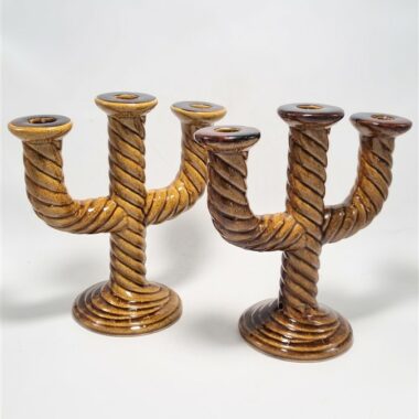 paire de bougeoirs vintage en ceramique