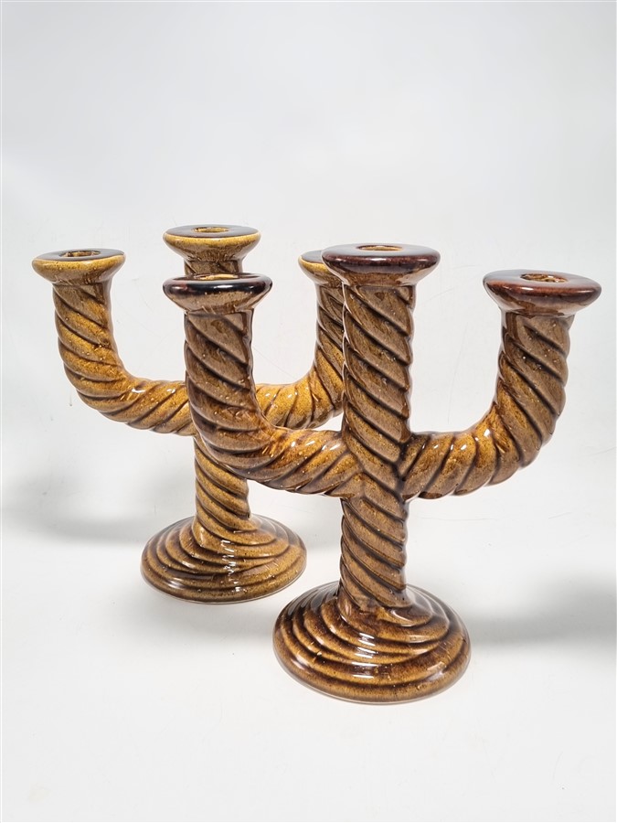 paire de bougeoirs vintage en ceramique