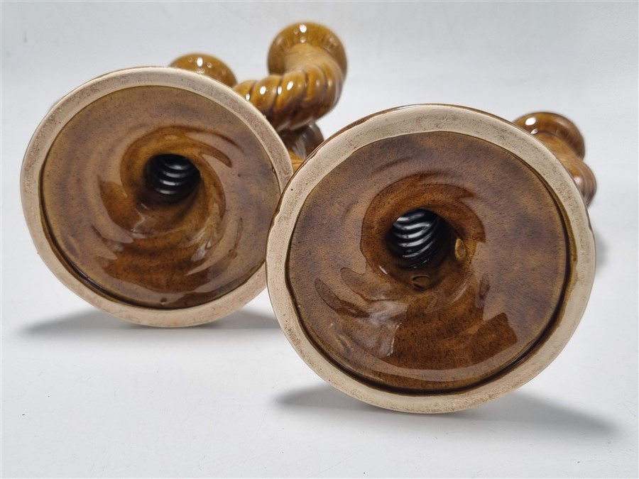 paire de bougeoirs vintage en ceramique