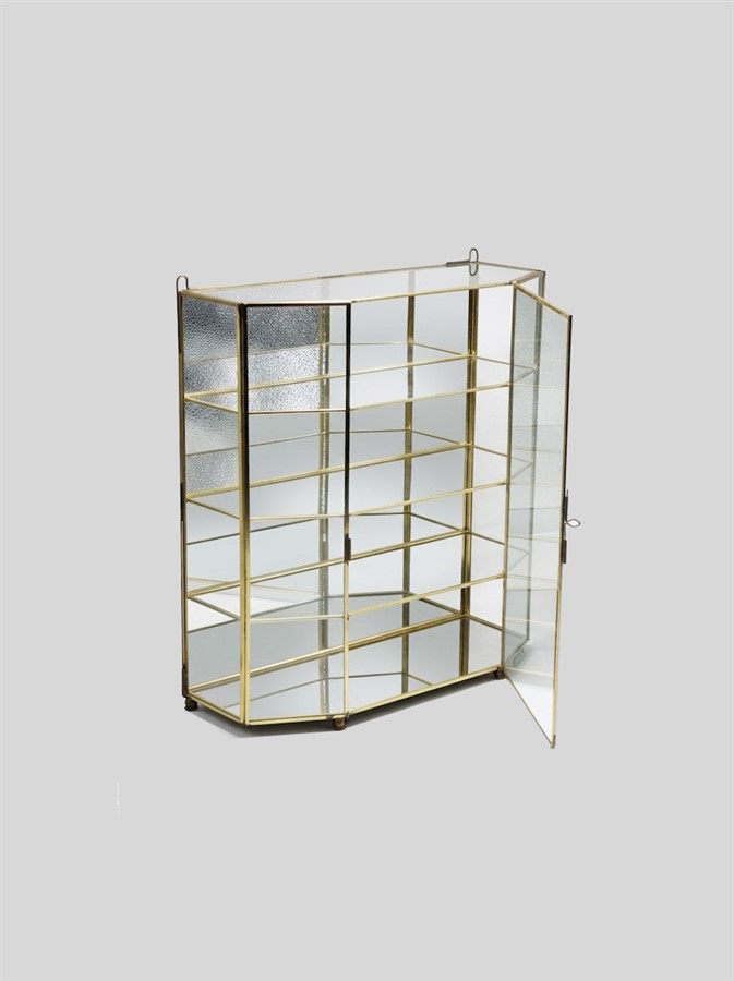 Vitrine vintage en laiton et verre