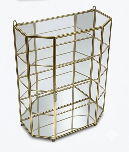 Vitrine vintage en laiton et verre