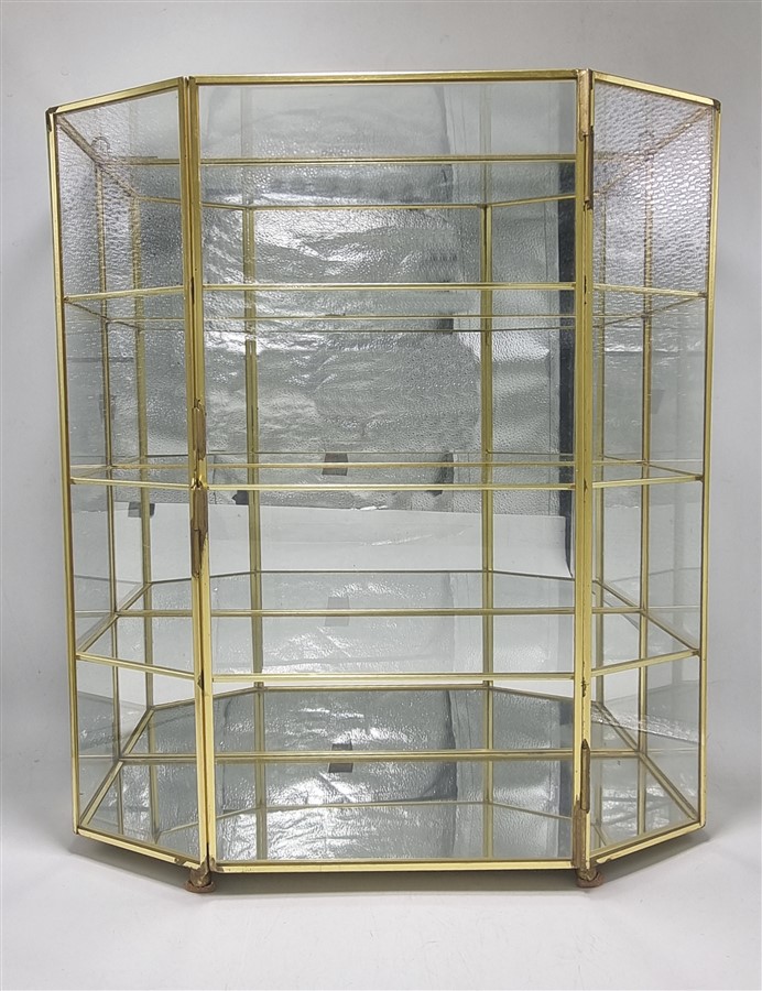 Vitrine vintage en laiton et verre