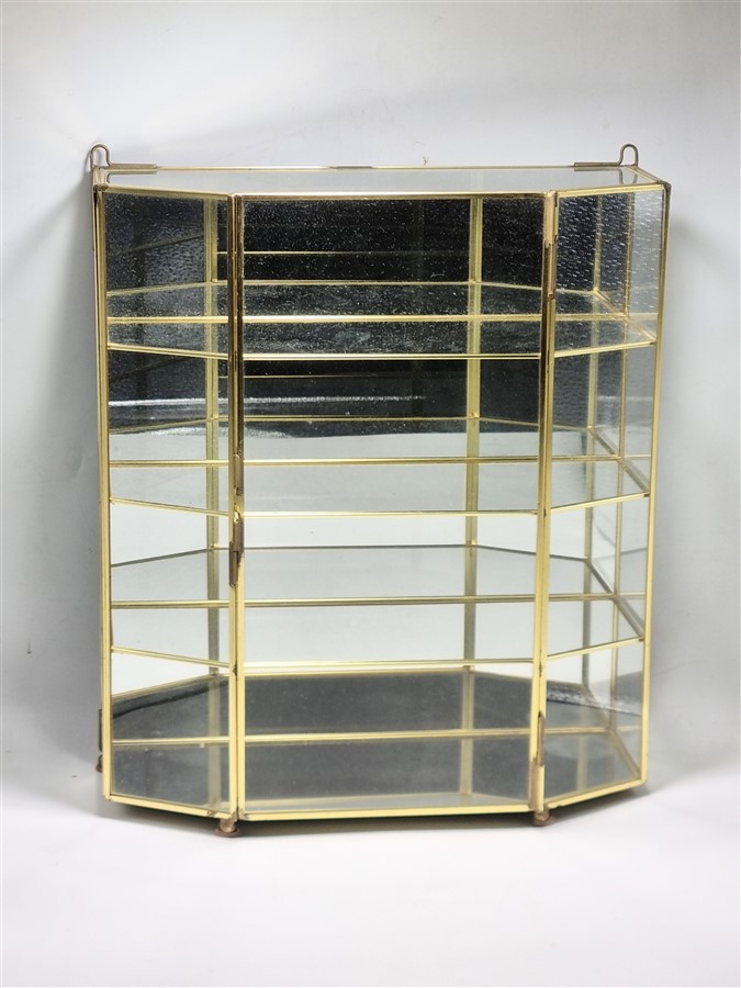 Vitrine vintage en laiton et verre